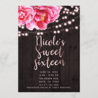 Madeira e Luzes Rústicas Rosa-Rosa Floral Doce 16