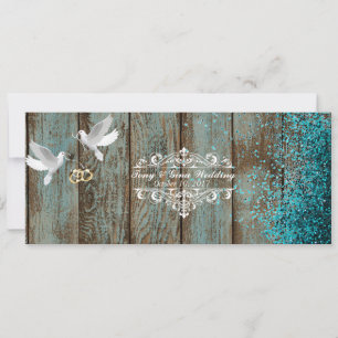 Convites Madeira em Distress & Pombas Casamento RSVP c/ bri