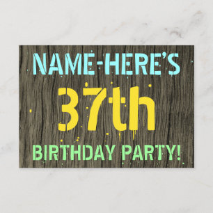 Convites Madeira Faux, aparência de texto pintado, 37º an