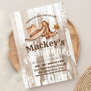 Convites Madeira Festa de aniversário Western First Rodeo