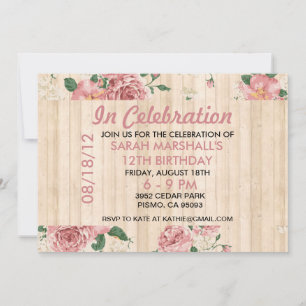 Convites Madeira floral elegante da guarnição do teste