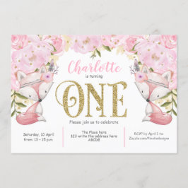 Convites Madeira, Floral Rosa, Raposa, Rapariga, primeiro a