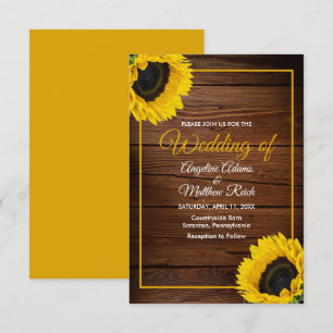 Convites Madeira marrom + Casamento russo de girassol