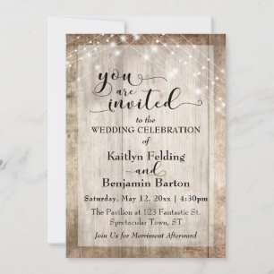 Convites Madeira marrom-clara russa com cordas leves, Casam