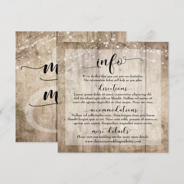 Convites Madeira marrom russa com luzes, informações de cas (Frente/Verso)