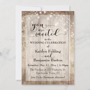 Convites Madeira Marrom Rústica Com Cordas Claras, Casamen