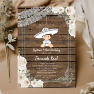 Convites Madeira Mexicana Silver Fiesta Boy Baptism Anivers