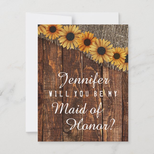 Convites Madeira Russa E Burlap Você Será Minha Madrinha de (Frente)