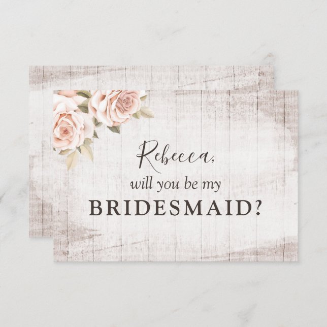 Convites Madeira russa Rosas românticos Proposta de Partido (Frente/Verso)