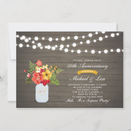 Convites Madeira Rústica 50º Aniversário de Casamento Surpr