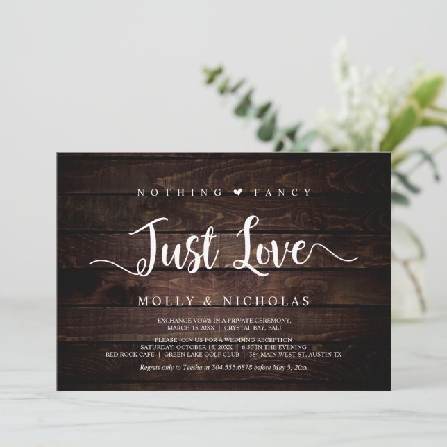 Convites Madeira Rústica, Casamento Simples, Nada Luxuoso S (Em pé/Frente)