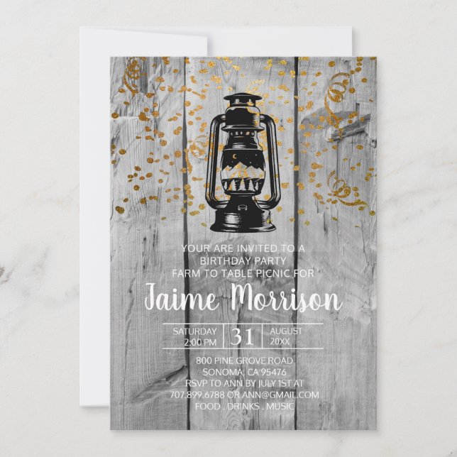 Convites Madeira Rústica De Celeiro E Festa de aniversário  (Frente)