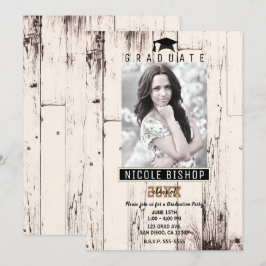 Convites Madeira Rústica de Celeiro em Marfim para Festa de