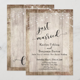 Convites Madeira Rústica e Luzes, Recém-Casados, Somente Ce