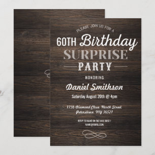 Convites Madeiras Aniversário Surpresa Rustic Mens Mulheres