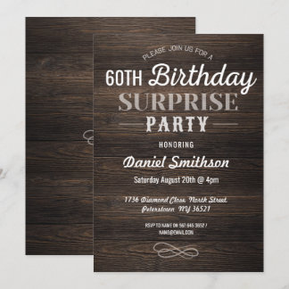 Convites Madeiras Aniversário Surpresa Rustic Mens Mulheres