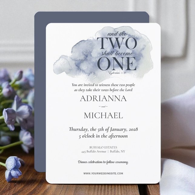 Convites Madeiras Cristãs Duas Tornam-Se Um Azul De Aquarel (Criador carregado)