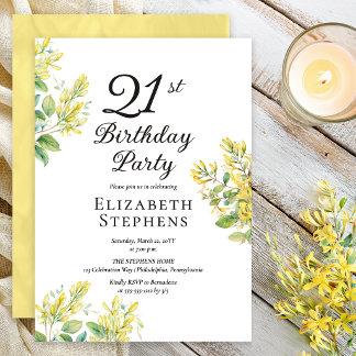 Convites Madressilva Elegante Aniversário de 21 Anos Floral