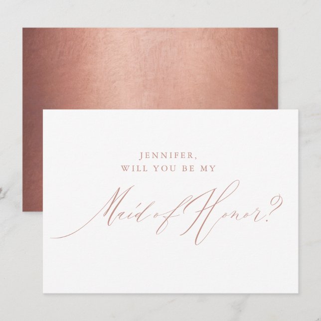 Convites Madrinha de casamento Branco de Script Glitter Dou (Frente/Verso)