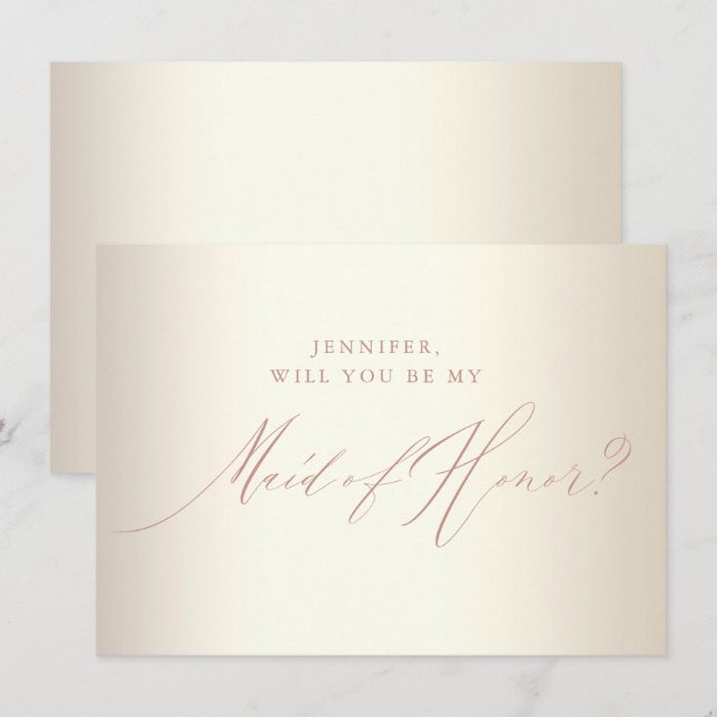 Convites Madrinha de casamento Branco de Script Glitter Dou (Frente/Verso)