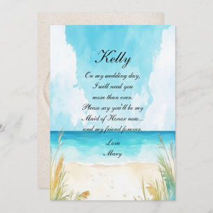 Convites Madrinha de casamento de praia do Oceano Azul com 