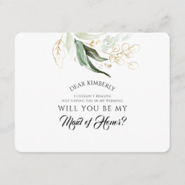 Convites Madrinha de casamento Dourada Verde / Proposta de