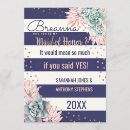 Convites Madrinha de casamento Dourado cor-de-rosa das
