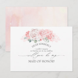 Convites Madrinha de casamento Floral Rosa Suave/Proposta d