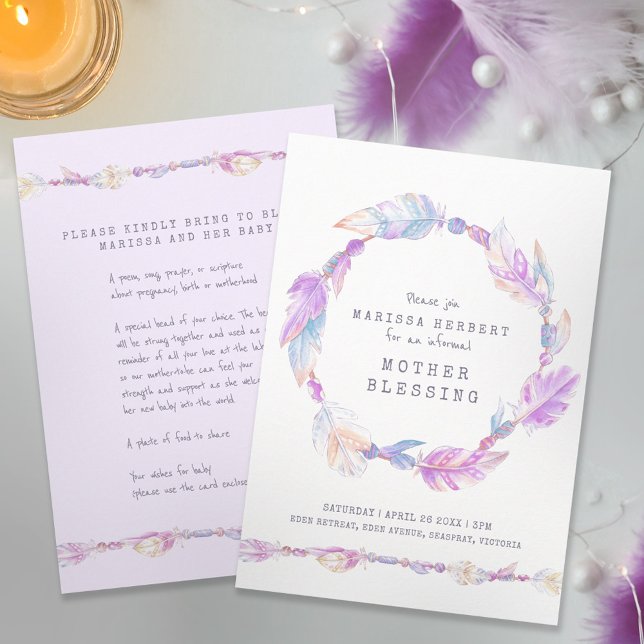 Convites Mãe abençoando miçangas instruções arte roxa (Criador carregado)