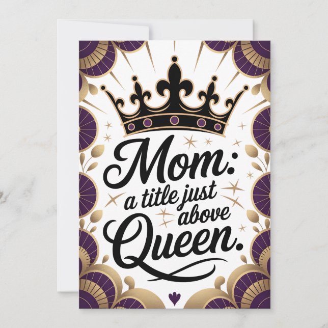 Convites Mãe Acima da Rainha Dia de as mães Elegante (Frente)