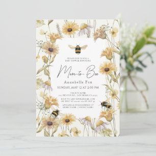 Convites Mãe ao Chá de fraldas de Bee Chamomile & Daisies