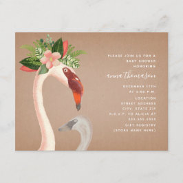 Convites Mãe + Baby Flamingo Cardstock Inspirou Chá de fral
