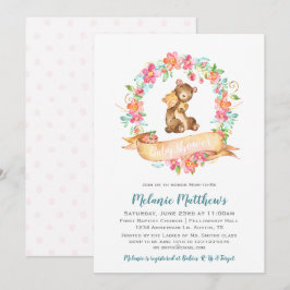 Convites Mãe Bear Bear Watercolor Chá de fraldas Floral