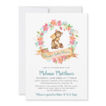 Mãe Bear Bear Watercolor Chá de fraldas Floral