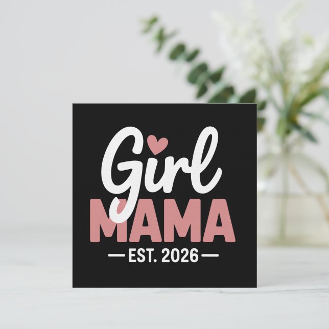 Convites Mãe de Menina Est 2026 Revelação de Gravidez Nova  (Em pé/Frente)