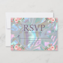 Convites Mãe de Pérola Iridescente Elegante Casamento RSVP