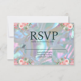 Convites Mãe de Pérola Iridescente Elegante RSVP de Casamen