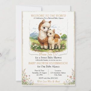 Convites Mãe e Bebê Alpaca Adoráveis