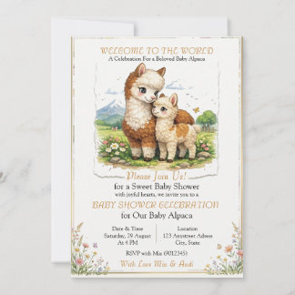 Convites Mãe e Bebê Alpaca Adoráveis