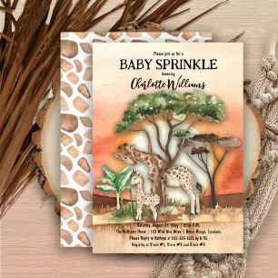 Convites Mãe e bebê Girafa Safari Baby Sprinkle