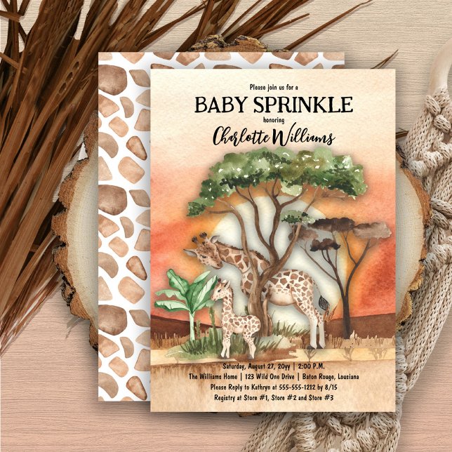 Convites Mãe e bebê Girafa Safari Baby Sprinkle (Criador carregado)