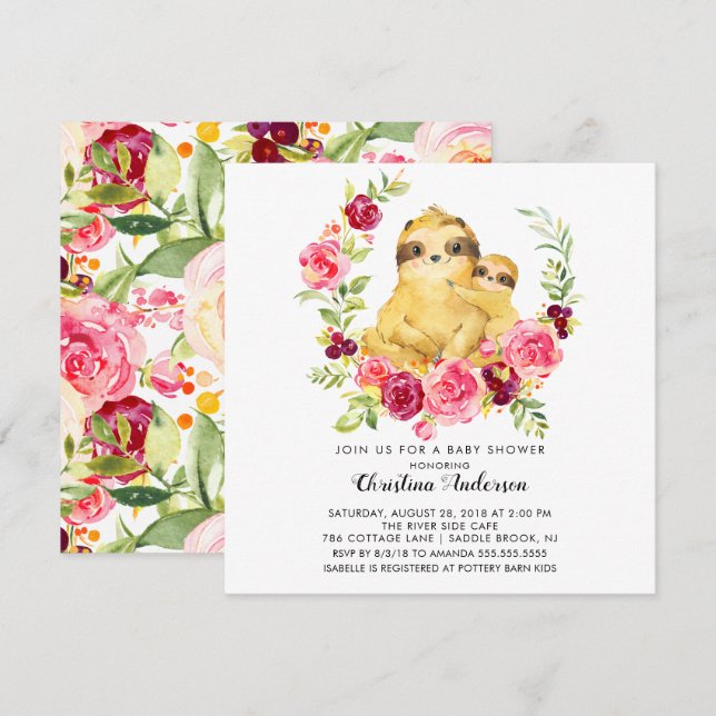 Convites Mãe e Chá de fraldas de Lama Bebê (Frente/Verso)