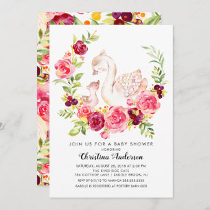 Convites Mãe e Chá de fraldas de Swan Bebê