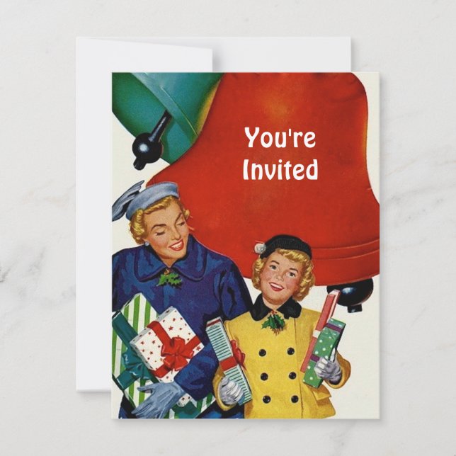 Convites Mãe e Filha de Natal de 1950 Comprando (Frente)