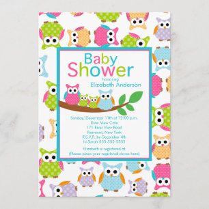 Convites Mãe e Pai Corujas com Cabras de Bebês GÊMEAS Ch