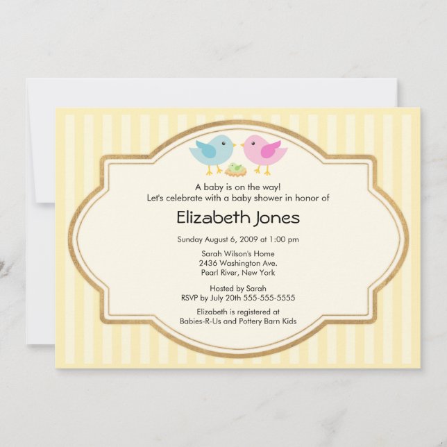 Convites Mãe e Pai Pássaro e Chá de fraldas Pássaro (Frente)