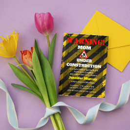 Convites Mãe Em Construção | Chá de fraldas moderno cômodo