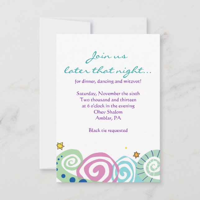 Convites MÃE NATURAL SWIRL Bat Bar Mitzvah (Frente)