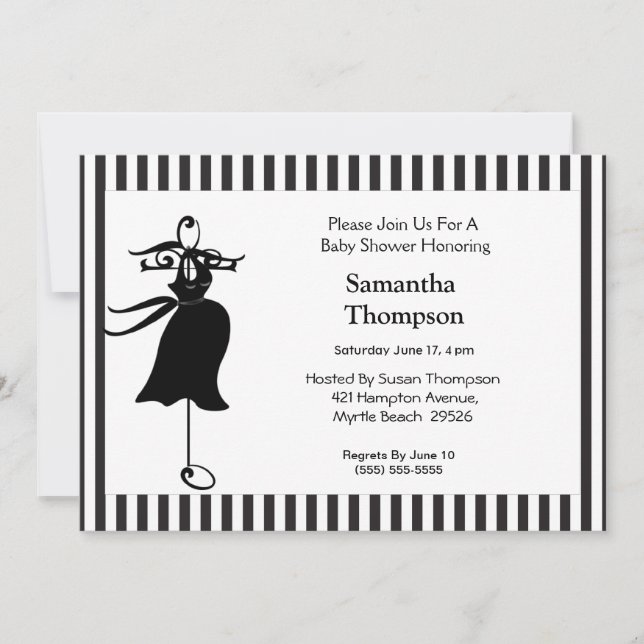 Convites Mãe para ser chamada de Chá de fraldas Silhouette (Frente)