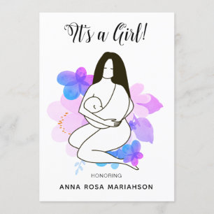 Convites *~* Mãe segurando bebê Chá de fraldas Floral